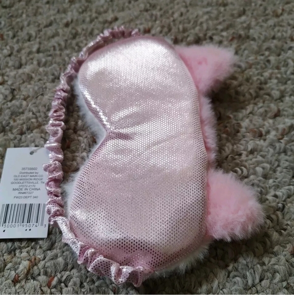 Old East Main Co Plush Sleeping Eye Mask Cat Fox Animal Heart Shimmering Pink - Picture 4 of 6